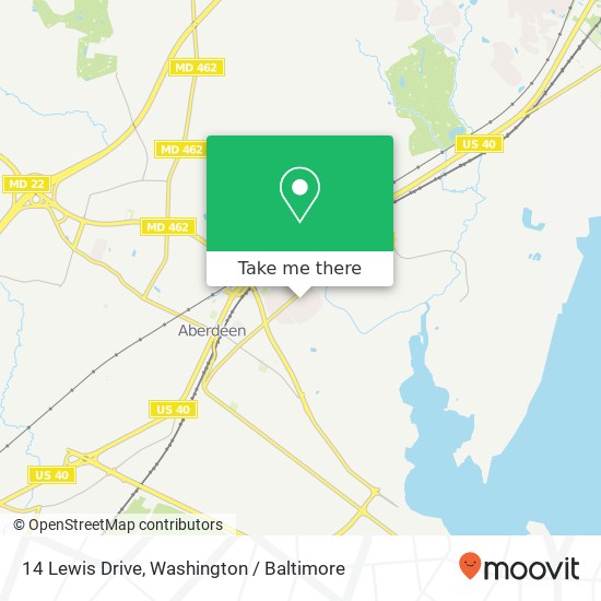 Mapa de 14 Lewis Drive, 14 Lewis Dr, Aberdeen, MD 21001, USA