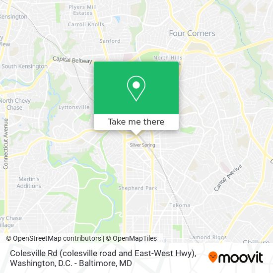 Colesville Rd (colesville road and East-West Hwy) map