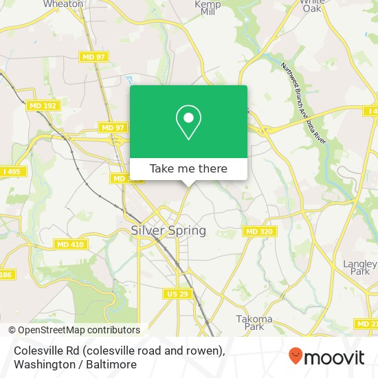 Colesville Rd (colesville road and rowen), Silver Spring, MD 20910 map