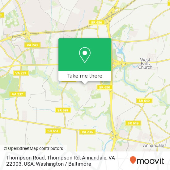 Mapa de Thompson Road, Thompson Rd, Annandale, VA 22003, USA
