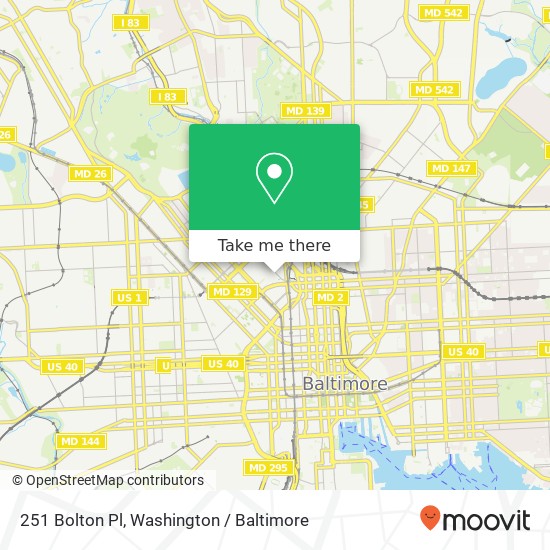 Mapa de 251 Bolton Pl, Baltimore, MD 21217