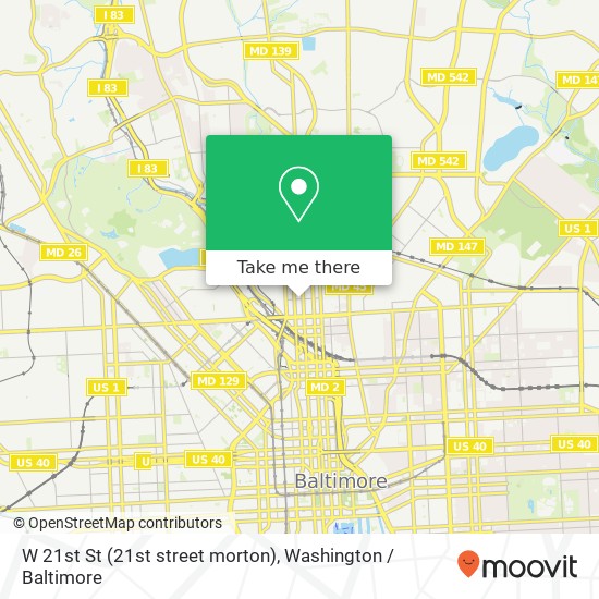Mapa de W 21st St (21st street morton), Baltimore, MD 21218