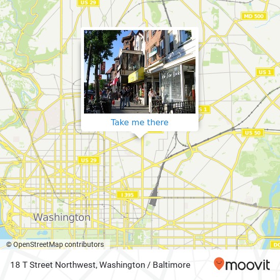 Mapa de 18 T Street Northwest, 18 T St NW, Washington, DC 20001, USA