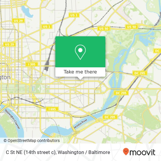 Mapa de C St NE (14th street c), Washington, DC 20002