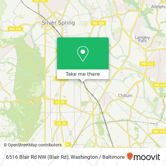 Mapa de 6516 Blair Rd NW (Blair Rd), Washington, DC 20012