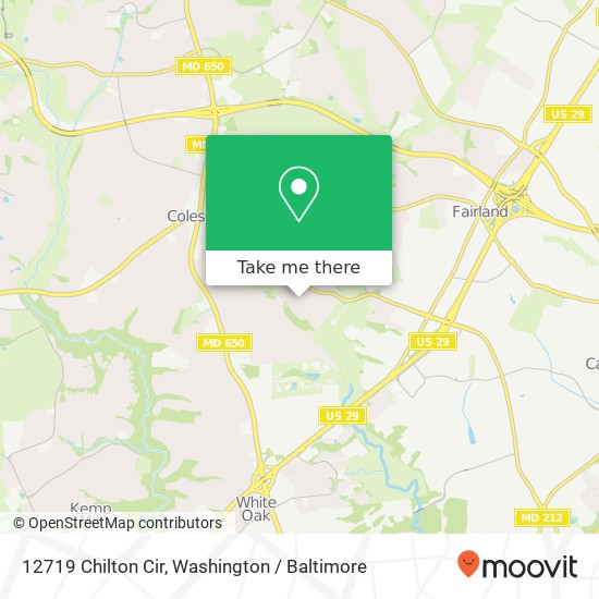 Mapa de 12719 Chilton Cir, Silver Spring, MD 20904