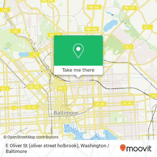 Mapa de E Oliver St (oliver street holbrook), Baltimore, MD 21202