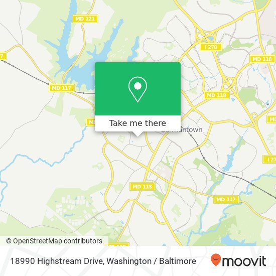 Mapa de 18990 Highstream Drive, 18990 Highstream Dr, Germantown, MD 20874, USA