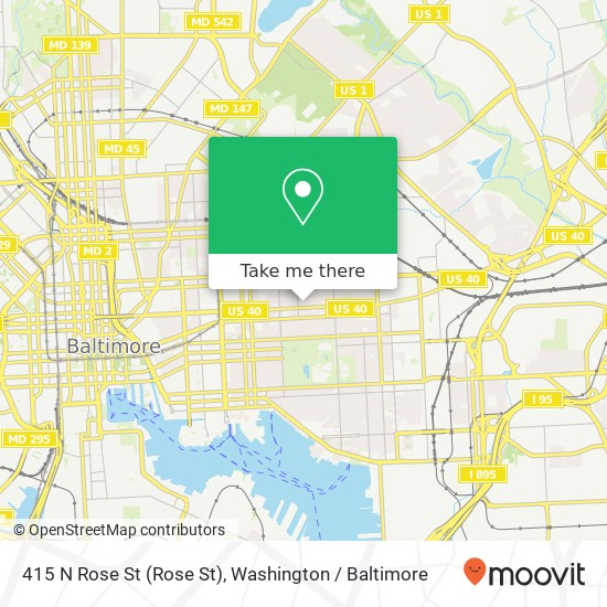 Mapa de 415 N Rose St (Rose St), Baltimore, MD 21224