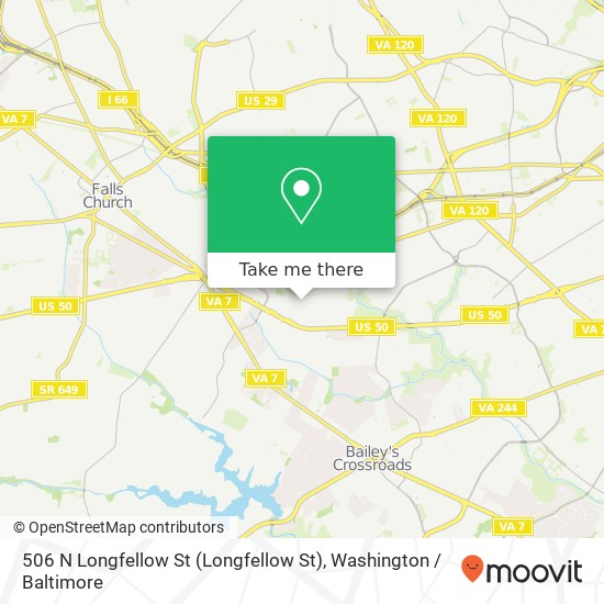 Mapa de 506 N Longfellow St (Longfellow St), Arlington, VA 22203