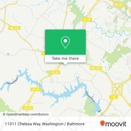 Mapa de 11011 Chelsea Way, Laurel, MD 20723