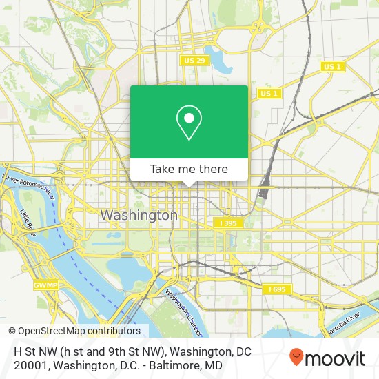 Mapa de H St NW (h st and 9th St NW), Washington, DC 20001