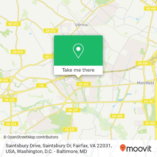 Mapa de Saintsbury Drive, Saintsbury Dr, Fairfax, VA 22031, USA