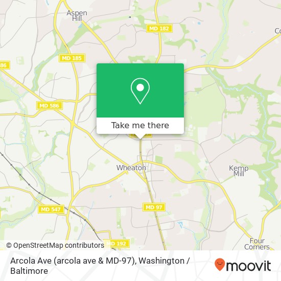 Mapa de Arcola Ave (arcola ave & MD-97), Silver Spring, MD 20902