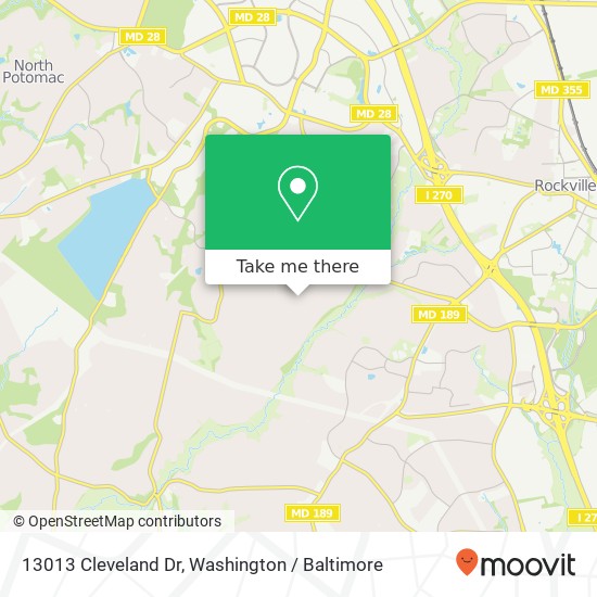 Mapa de 13013 Cleveland Dr, Rockville, MD 20850