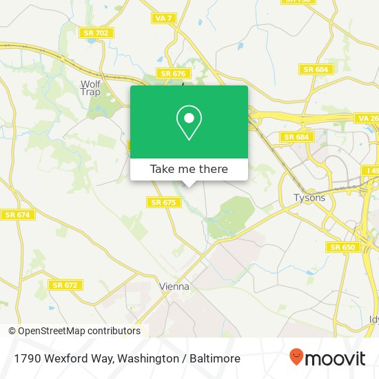 Mapa de 1790 Wexford Way, Vienna, VA 22182