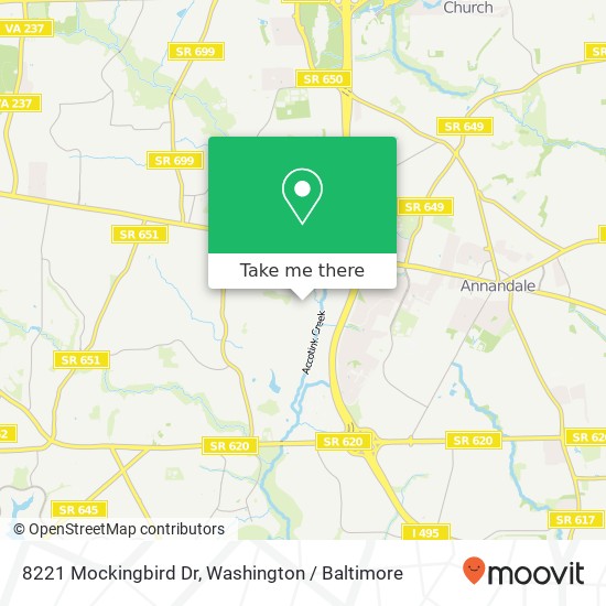 Mapa de 8221 Mockingbird Dr, Annandale, VA 22003