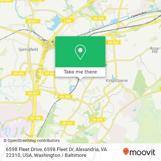 Mapa de 6598 Fleet Drive, 6598 Fleet Dr, Alexandria, VA 22310, USA