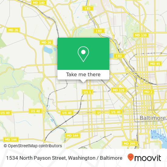 Mapa de 1534 North Payson Street, 1534 N Payson St, Baltimore, MD 21217, USA