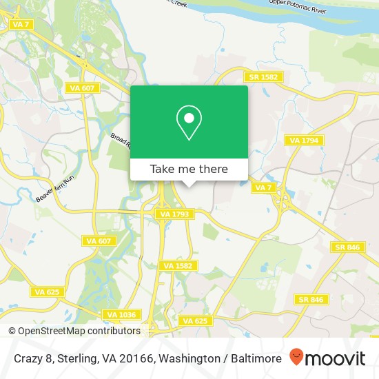 Mapa de Crazy 8, Sterling, VA 20166