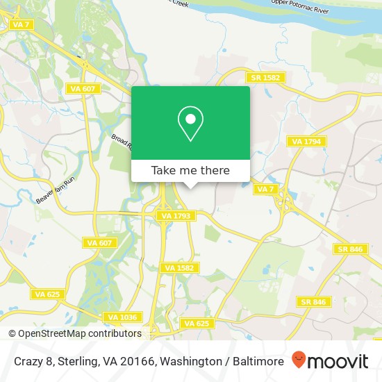 Crazy 8, Sterling, VA 20166 map