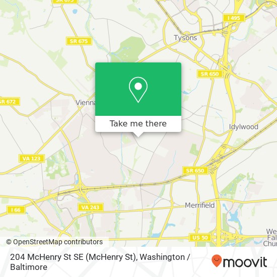 Mapa de 204 McHenry St SE (McHenry St), Vienna, VA 22180