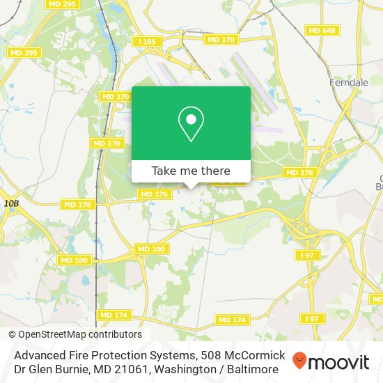 Mapa de Advanced Fire Protection Systems, 508 McCormick Dr Glen Burnie, MD 21061