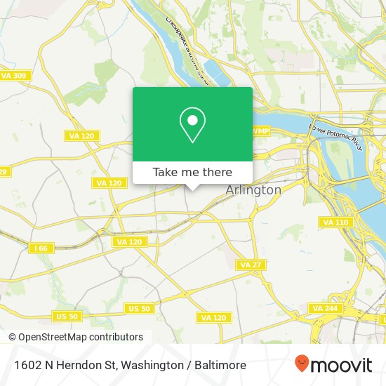 Mapa de 1602 N Herndon St, Arlington, VA 22201