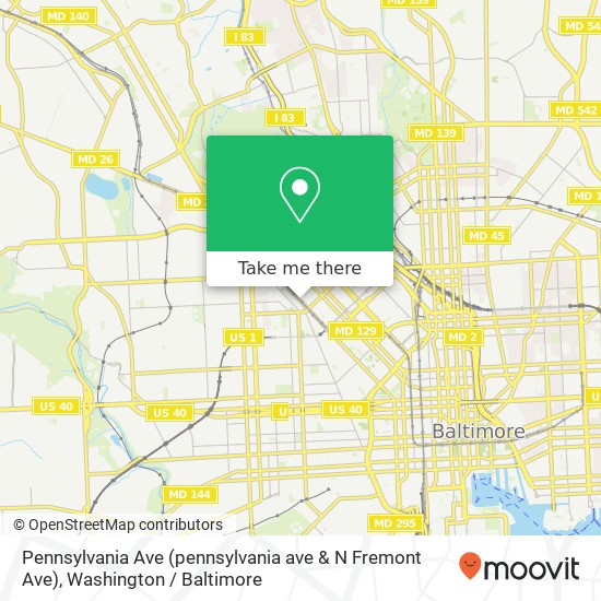 Mapa de Pennsylvania Ave (pennsylvania ave & N Fremont Ave), Baltimore, MD 21217