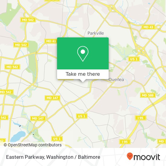 Eastern Parkway, Eastern Pkwy, Baltimore, MD, USA map