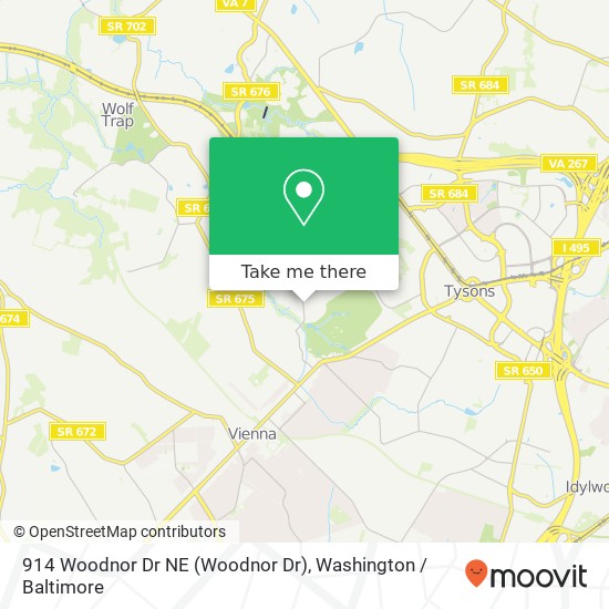 Mapa de 914 Woodnor Dr NE (Woodnor Dr), Vienna, VA 22180