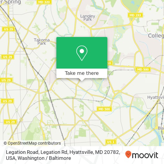 Mapa de Legation Road, Legation Rd, Hyattsville, MD 20782, USA