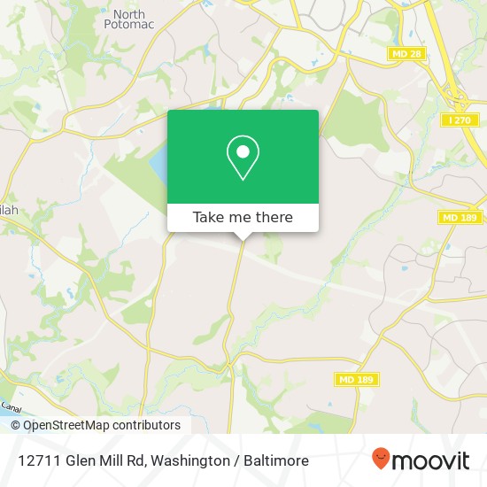 Mapa de 12711 Glen Mill Rd, Potomac, MD 20854