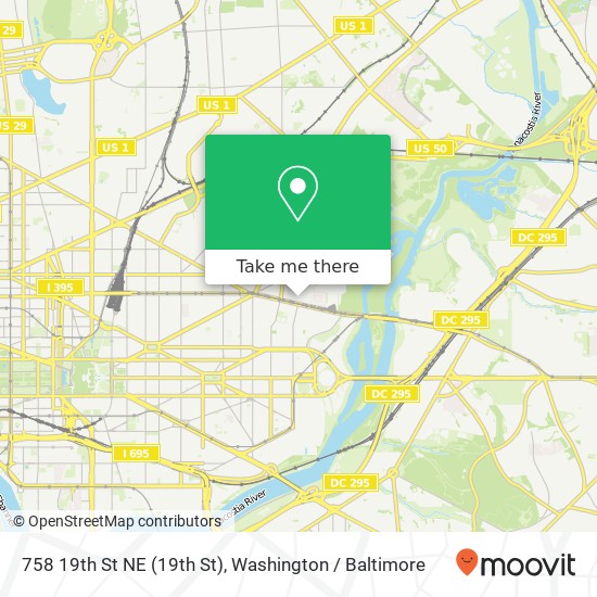 Mapa de 758 19th St NE (19th St), Washington, DC 20002