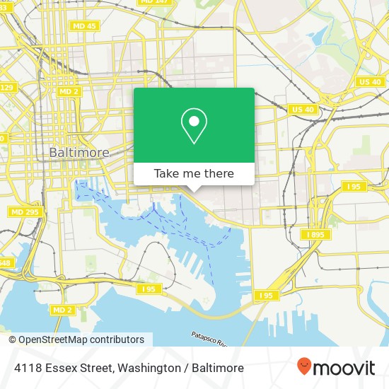 Mapa de 4118 Essex Street, 4118 Essex St, Baltimore, MD 21224, USA