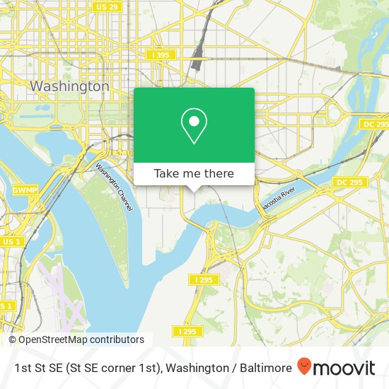 Mapa de 1st St SE (St SE corner 1st), Washington Navy Yard (WASHINGTON NAVY YARD), DC 20374
