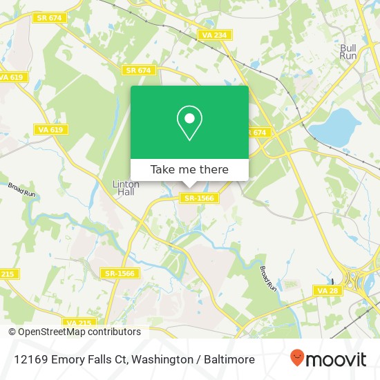 Mapa de 12169 Emory Falls Ct, Bristow, VA 20136