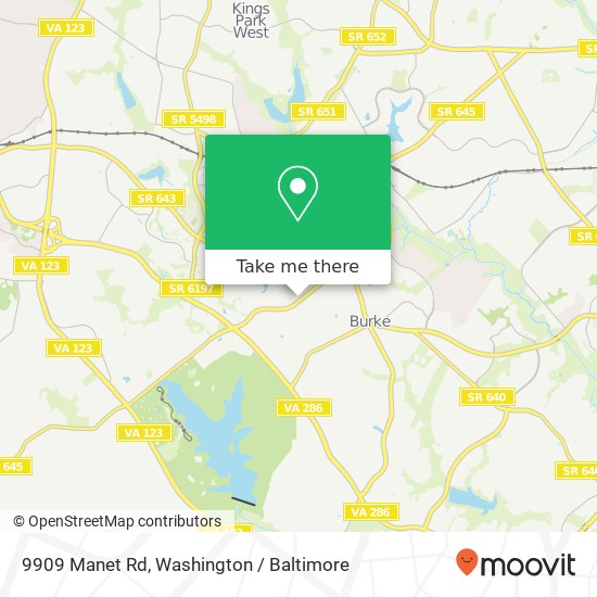 Mapa de 9909 Manet Rd, Burke, VA 22015