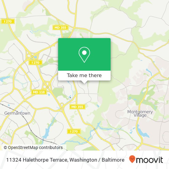 Mapa de 11324 Halethorpe Terrace, 11324 Halethorpe Terrace, Germantown, MD 20876, USA