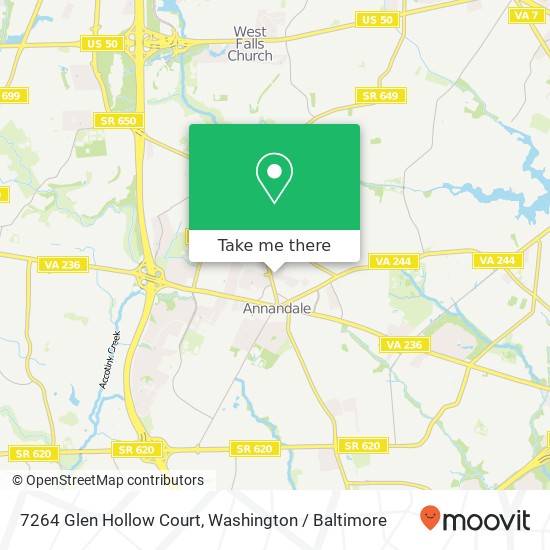 Mapa de 7264 Glen Hollow Court, 7264 Glen Hollow Ct, Annandale, VA 22003, USA