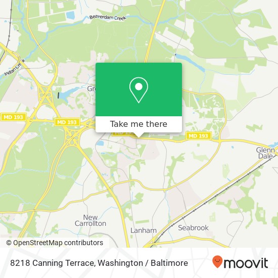 Mapa de 8218 Canning Terrace, 8218 Canning Terrace, Greenbelt, MD 20770, USA