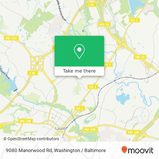 Mapa de 9080 Manorwood Rd, Laurel, MD 20723