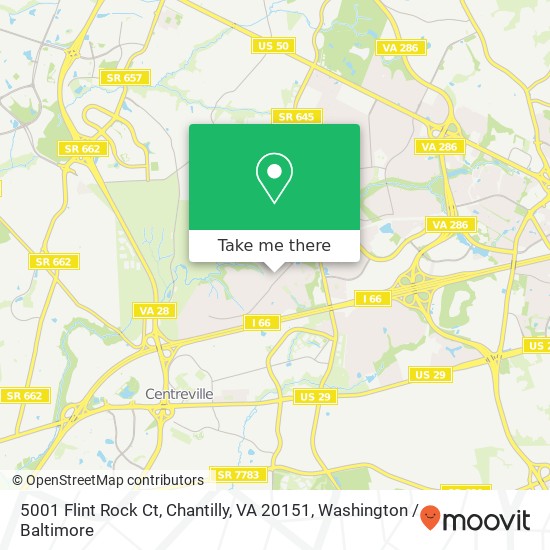 Mapa de 5001 Flint Rock Ct, Chantilly, VA 20151