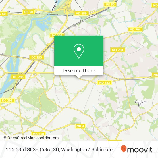 Mapa de 116 53rd St SE (53rd St), Washington, DC 20019