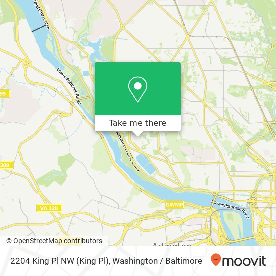 Mapa de 2204 King Pl NW (King Pl), Washington, DC 20007