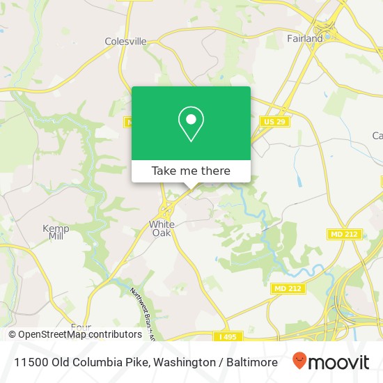 Mapa de 11500 Old Columbia Pike, Silver Spring, MD 20904