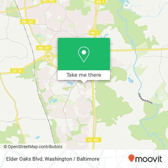 Mapa de Elder Oaks Blvd, Bowie, MD 20716