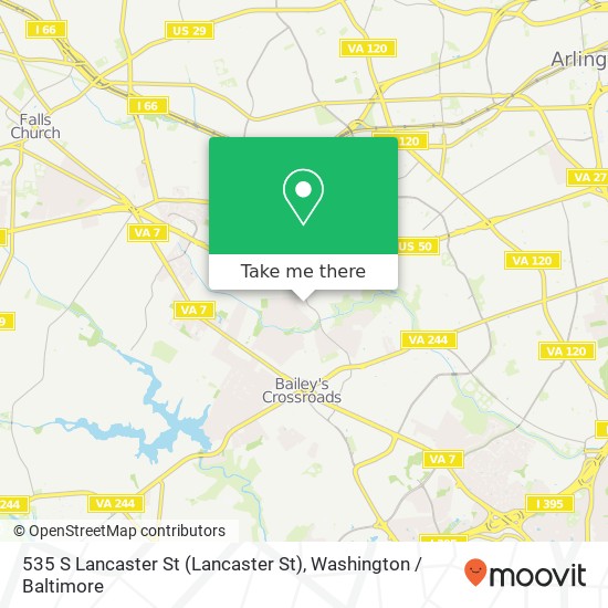 Mapa de 535 S Lancaster St (Lancaster St), Arlington, VA 22204