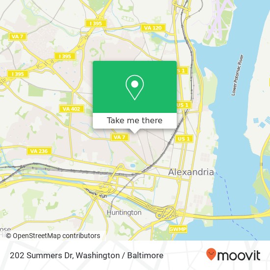 Mapa de 202 Summers Dr, Alexandria, VA 22301