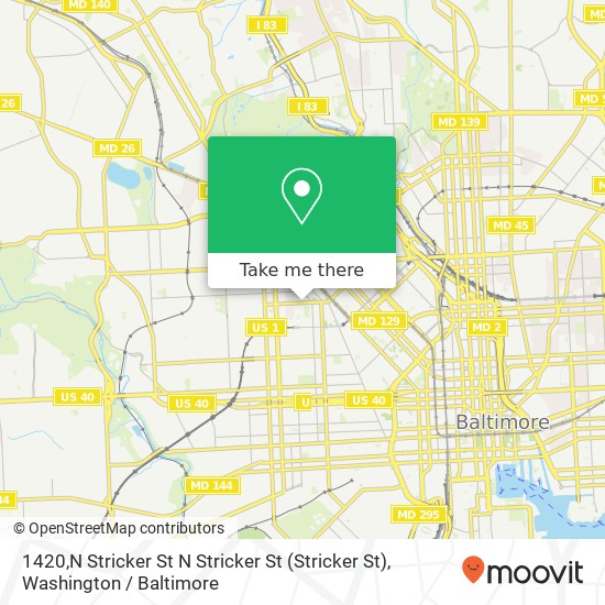 Mapa de 1420,N Stricker St N Stricker St (Stricker St), Baltimore, MD 21217